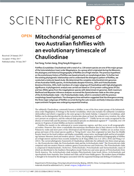 Mitochondrial Genomes of Two Australian Fishflies with An