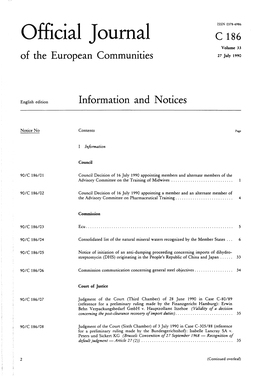 Orhcial Journal Cm Volume 33 of the European Communities 27^1990