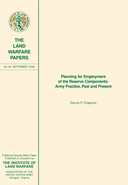 Planning for Employment of the Reserve Components: Army Practice, Past and Present