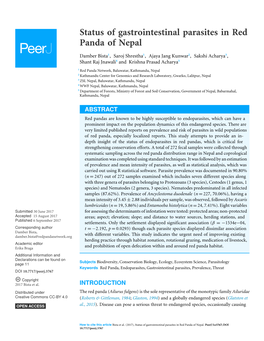 Status of Gastrointestinal Parasites in Red Panda of Nepal