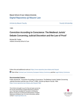 The Medieval Jurists' Debate Concerning Judicial Discretion and the Law of Proof