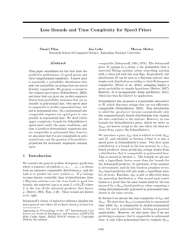 Loss Bounds and Time Complexity for Speed Priors