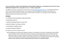 Are You Researching a Soldier of the Bedfordshire and Hertfordshire Regiment, Or Its Predecessor Units, the 16Th Foot Or Bedford