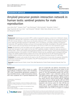 Amyloid Precursor Protein Interaction Network in Human Testis