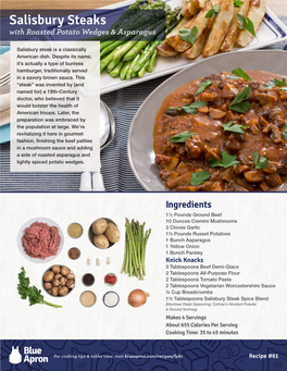 Salisbury Steaks with Roasted Potato Wedges & Asparagus