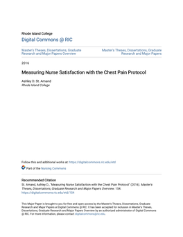 Measuring Nurse Satisfaction with the Chest Pain Protocol