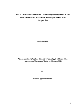 Surf Tourism and Sustainable Community Development in the Mentawai Islands, Indonesia: a Multiple Stakeholder Perspective