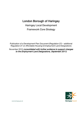 London Borough of Haringey Haringey Local Development Framework Core Strategy