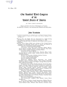 One Hundred Third Congress of the United States of America