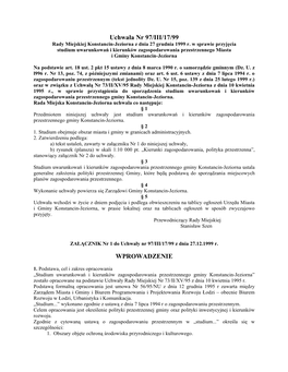 Uchwała Nr 97/III/17/99 Rady Miejskiej Konstancin-Jeziorna Z Dnia 27 Grudnia 1999 R