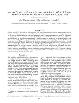 Average Pleistocene Climatic Patterns in the Southern Central Andes: Controls on Mountain Glaciation and Paleoclimate Implications