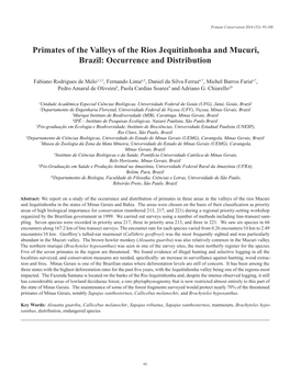 Primates of the Jequitinhonha and Mucuri Valleys, Brazil