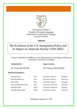 The Evolution of the U.S. Immigration Policy and Its Impact on American