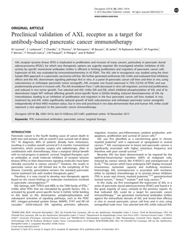 Preclinical Validation of AXL Receptor As a Target for Antibody-Based Pancreatic Cancer Immunotherapy