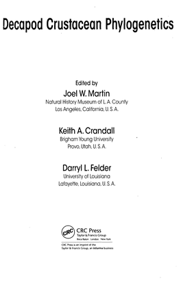 Decapod Crustacean Phylogenetics