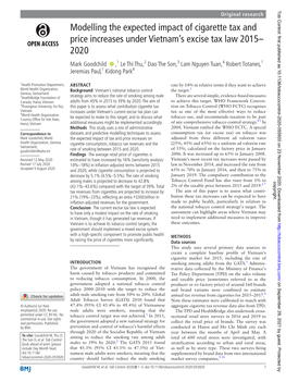 Modelling the Expected Impact of Cigarette Tax and Price Increases