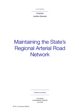 Maintaining the State's Regional Arterial Road Network