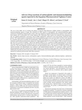 Original Adverse Drug Reactions of Antineoplastic And