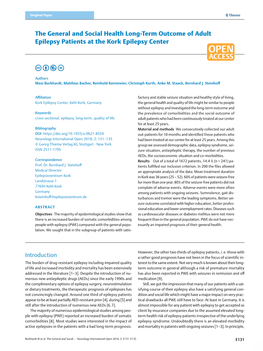 The General and Social Health Long-Term Outcome of Adult Epilepsy Patients at the Kork Epilepsy Center