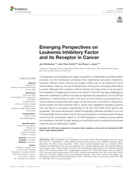 Emerging Perspectives on Leukemia Inhibitory Factor and Its Receptor in Cancer