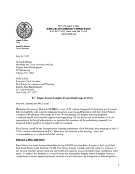 July 30, 2020 Howard Zemsky President and Chief Executive Officer Empire State Development 625 Broadway Albany, NY 12207 Holl