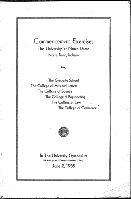 University of Notre Dame Commencement Program