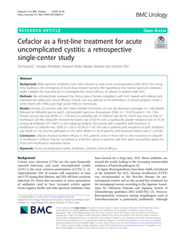 Cefaclor As a First-Line Treatment for Acute Uncomplicated Cystitis