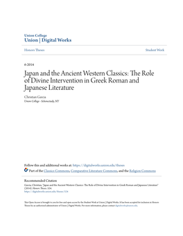 The Role of Divine Intervention in Greek Roman and Japanese Literature Christian Garcia Union College - Schenectady, NY