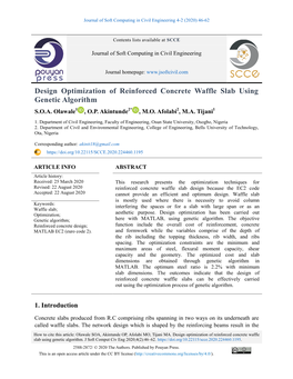 Design Optimization of Reinforced Concrete Waffle Slab Using Genetic Algorithm S.O.A