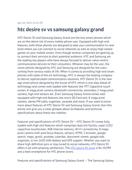 Htc Desire Sv Vs Samsung Galaxy Grand