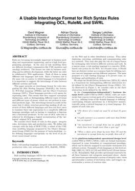 A Usable Interchange Format for Rich Syntax Rules Integrating OCL, Ruleml and SWRL