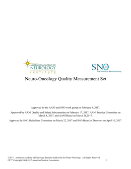 Neuro-Oncology Quality Measurement Set