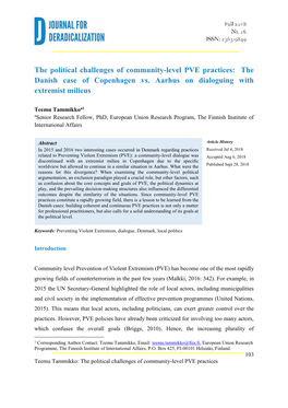 The Political Challenges of Community-Level PVE Practices: the Danish Case of Copenhagen Vs