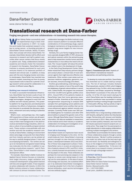 Translational Research at Dana-Farber Forging New Ground—And New Collaborations—In Translating Research Into Cancer Therapies