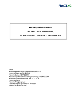 Konzernjahresfinanzbericht Der Frosta AG