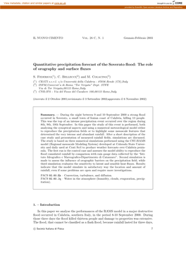 Quantitative Precipitation Forecast of the Soverato Flood Etc