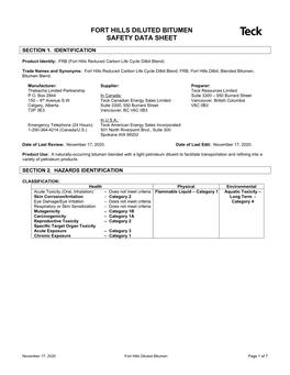 Fort Hills Diluted Bitumen Safety Data Sheet