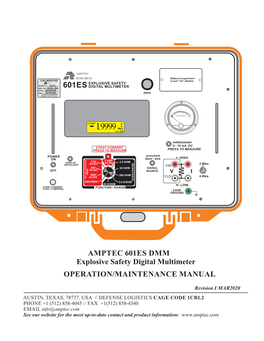 AMPTEC 601ES DMM Explosive Safety Digital Multimeter OPERATION/MAINTENANCE MANUAL