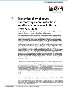 Transmissibility of Acute Haemorrhagic Conjunctivitis in Small-Scale
