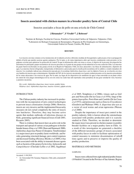 Insects Associated with Chicken Manure in a Breeder Poultry Farm of Central Chile