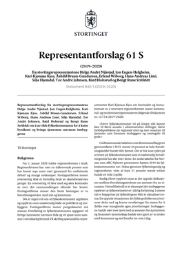 Representantforslag 61 S