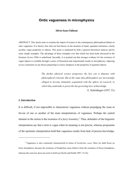 Ontic Vagueness in Microphysics