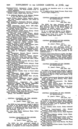 Supplement to the London Gazette, 26 June, 1947