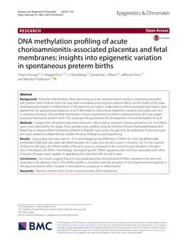 DNA Methylation Profiling of Acute