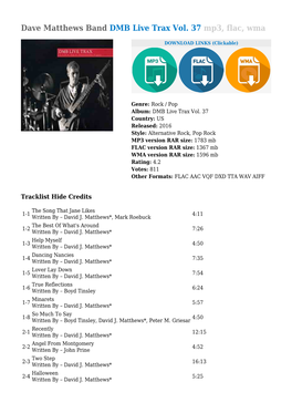 Dave Matthews Band DMB Live Trax Vol