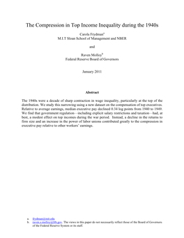 The Compression in Top Income Inequality During the 1940S