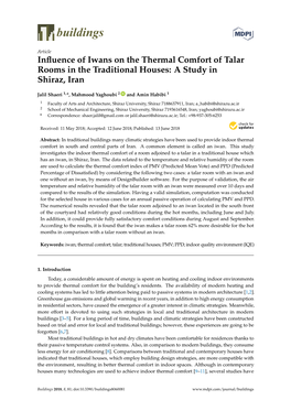 Influence of Iwans on the Thermal Comfort of Talar