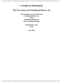 A Work in Progress: the Corrections and Conditional Release Act