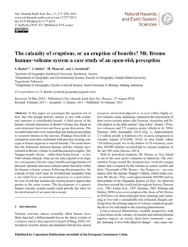 Mt. Bromo Human–Volcano System a Case Study of an Open-Risk Perception