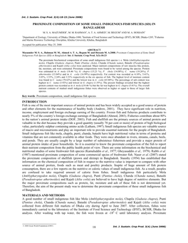 18 Proximate Composition of Some Small Indigenous Fish